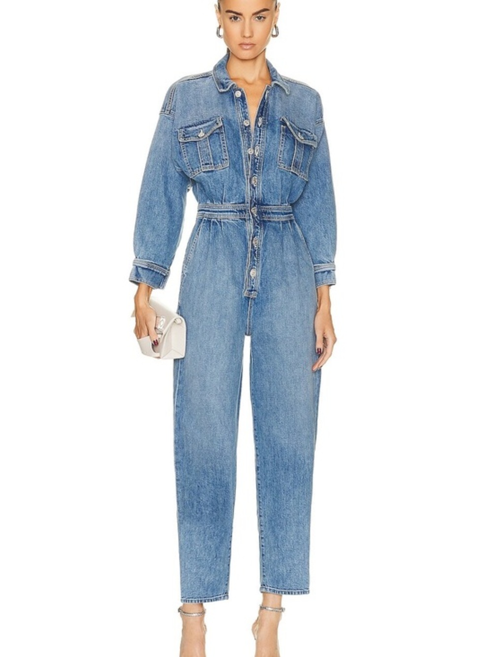 MOTHER The Pleated Prep Curbside Jumpsuit in Belle De Jour - Size Medium